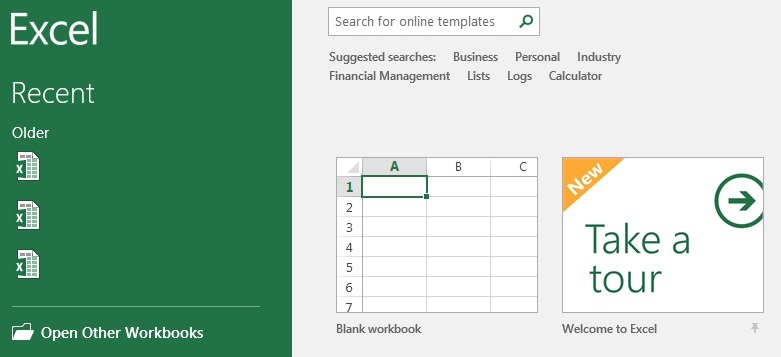 Excel -Open Blank Workbook