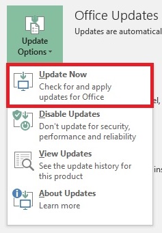 MS Office Update Now