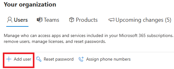 Microsoft 365 admin center - Add user