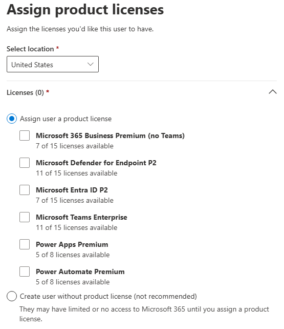 Microsoft 365 admin center - Assign product licenses