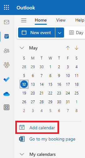 OWA - Calendar Add calendar